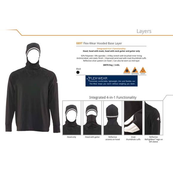 Refrigiwear Other - Refrigiwear Men’s‎ Hooded Base Layer Pullover Black Sz Small